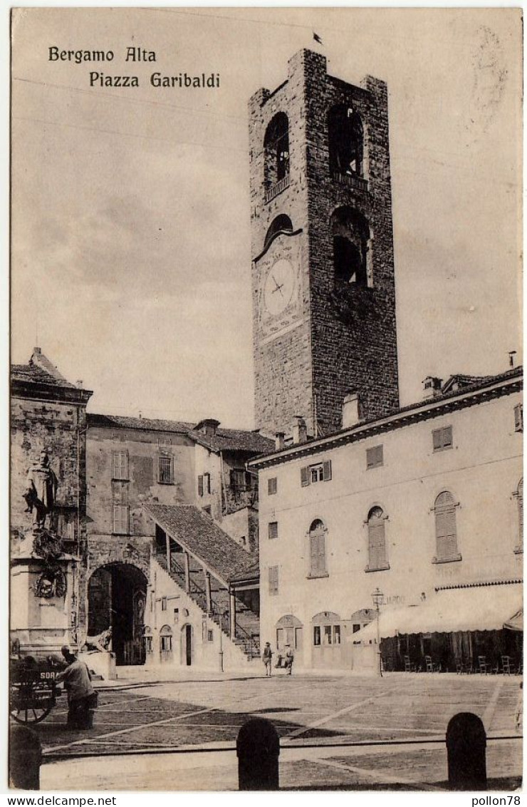 BERGAMO ALTA - PIAZZA GARIBALDI - 1918 - Vedi Retro - Formato Piccolo - Bergamo