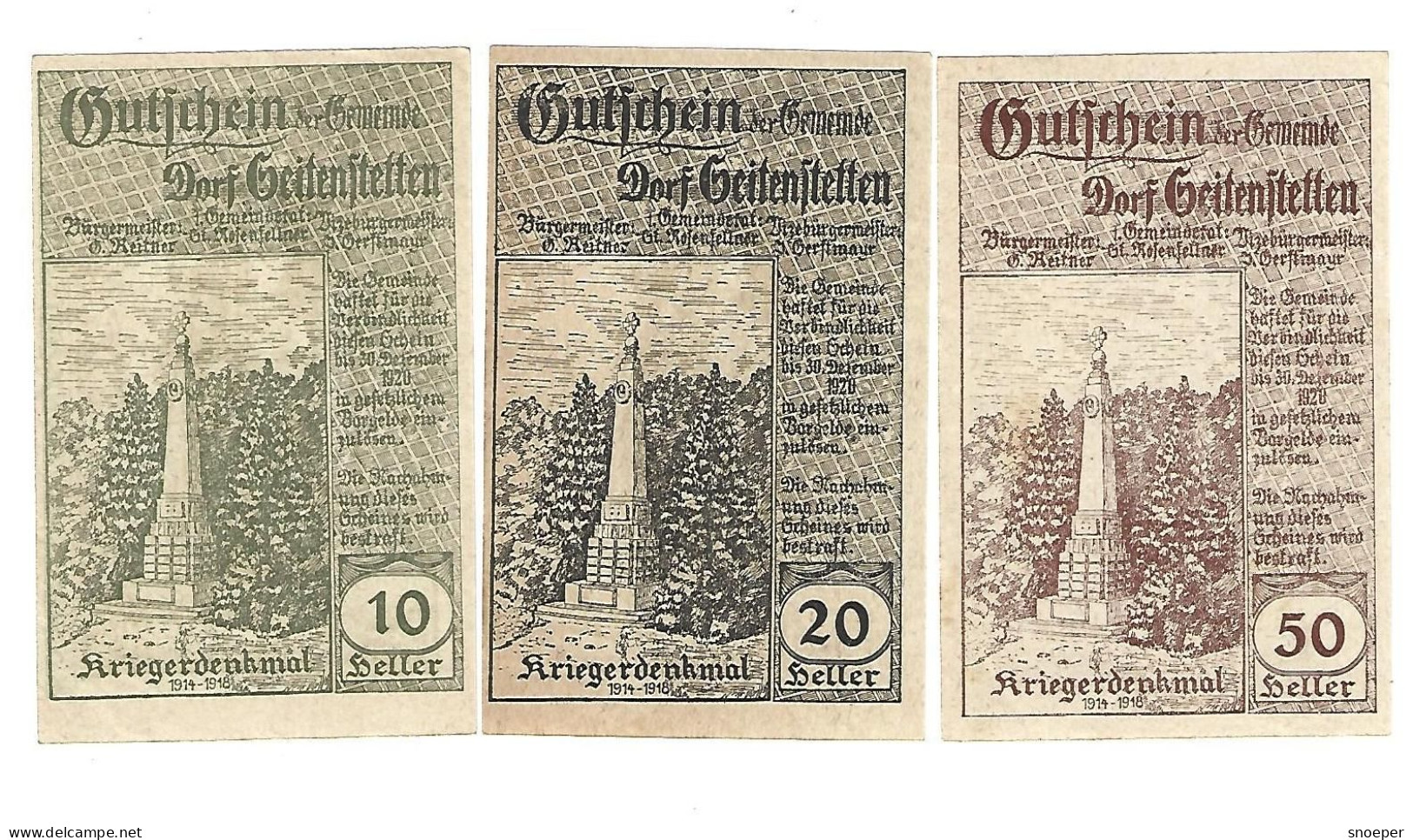 **notgeld   Austria Seitenstetten Serie  Compleet  989.1a   Cat Val 3 Euro - Oesterreich