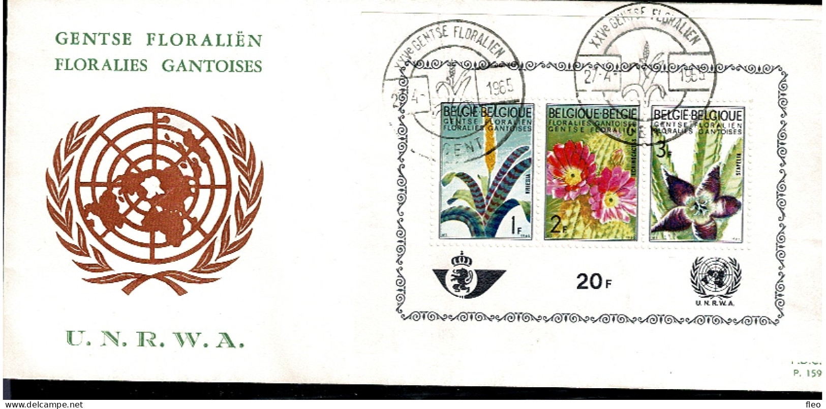 1965 BL38 (1318/1320) FDC UNRWA : Floralies Gand/Gentse Floralien - 1961-1970