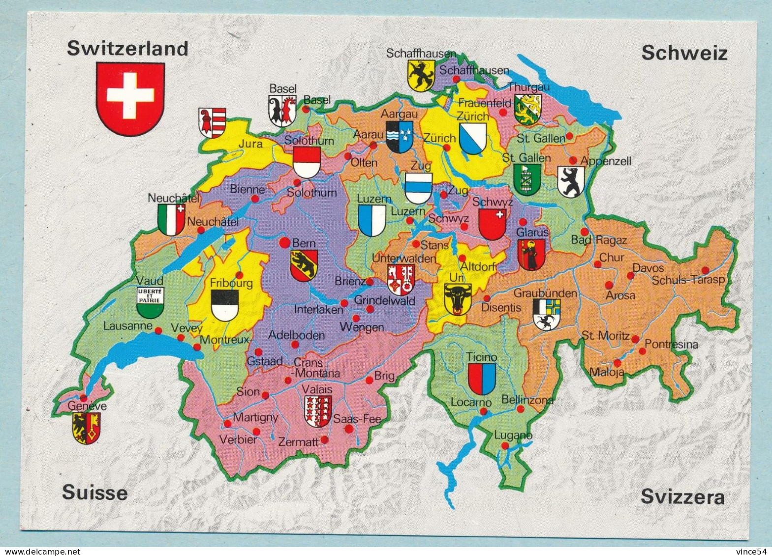 Switzerland Schweiz Suisse Svizzera - Carte Géographique - Landkarten