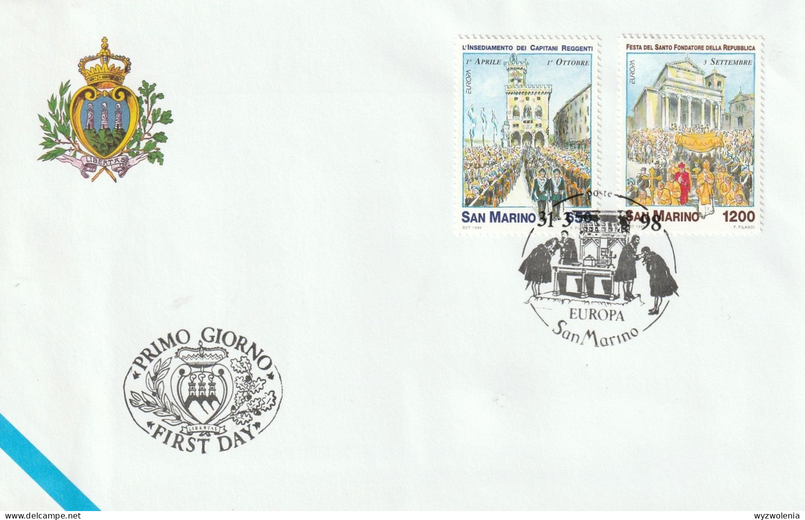 D 1756) San Marino 1998 Mi# 1774-75 FDC: EUROPA Feste - Amtseinsetzung, Marinus - Ongebruikt