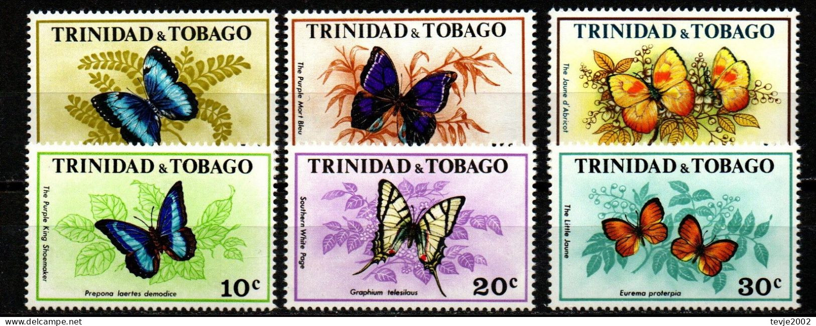 Trinidad Tobago 1972 - Mi.Nr. 293 - 298 - Postfrisch MNH - Tiere Animals Schmetterlinge Butterflies - Mariposas