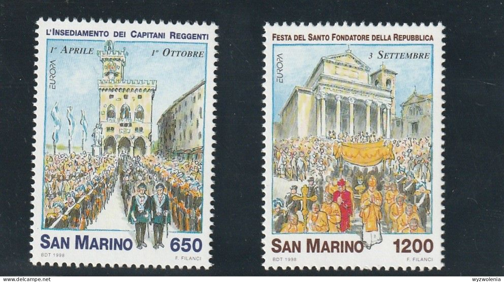 D 1755) San Marino 1998 Mi# 1774-75 **: EUROPA Feste - Amtseinsetzung, Marinus - Unused Stamps