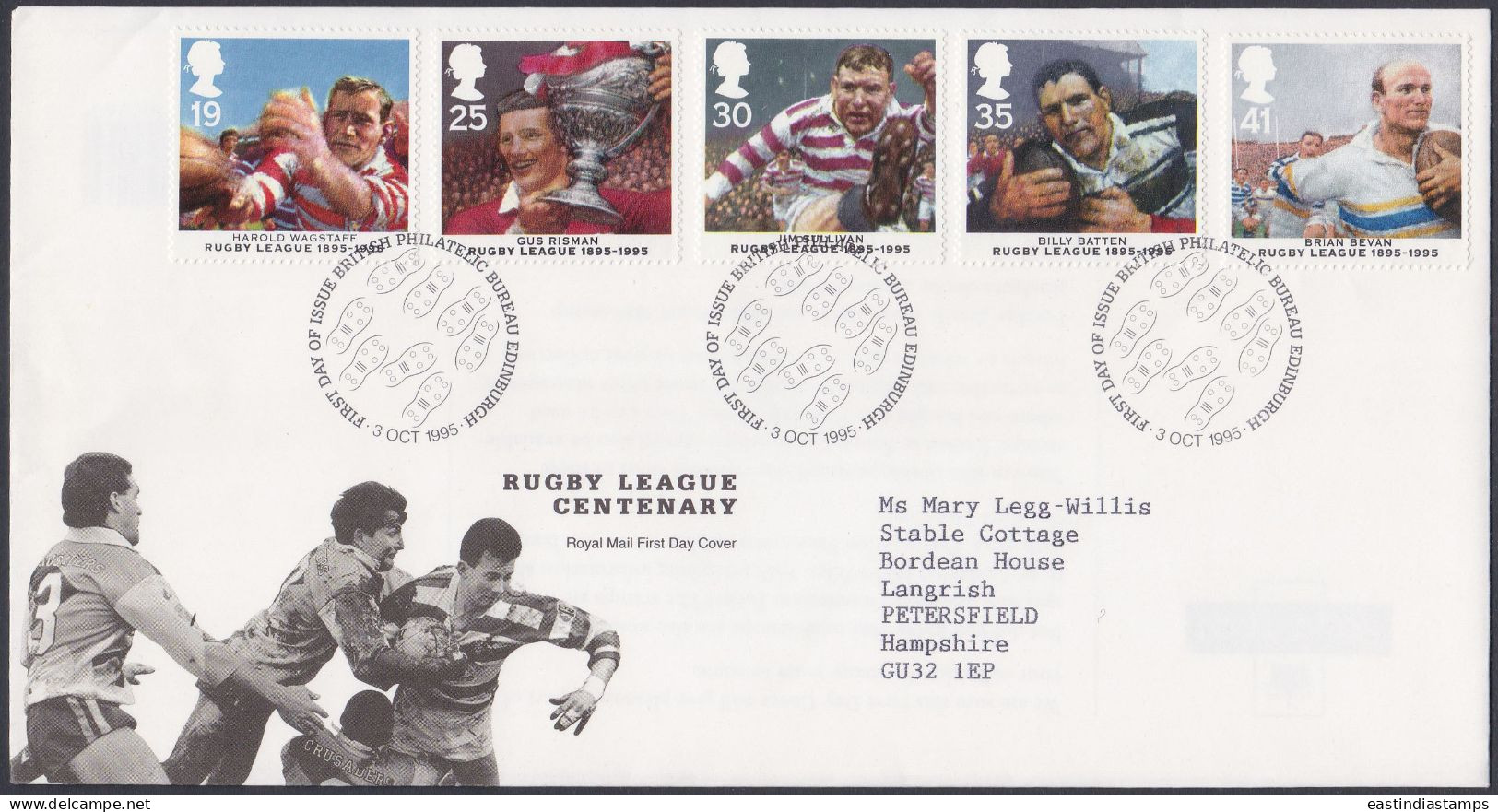 GB Great Britain 1995 FDC Rugby League, Sport, Sports, Pictorial Postmark, First Day Cover - Lettres & Documents