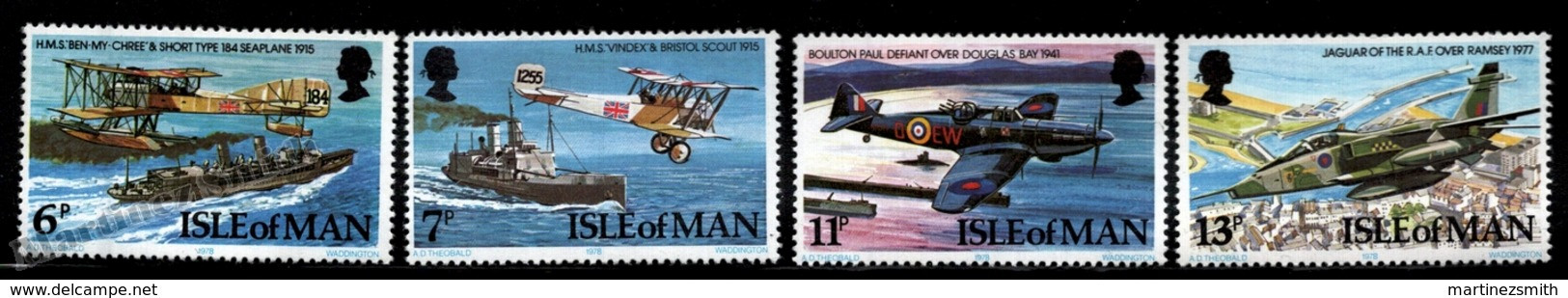 Isle Of Man 1978 Yvert 115-118, Planes, 60th Anniversary Of The Royal Air Force - MNH - Isle Of Man