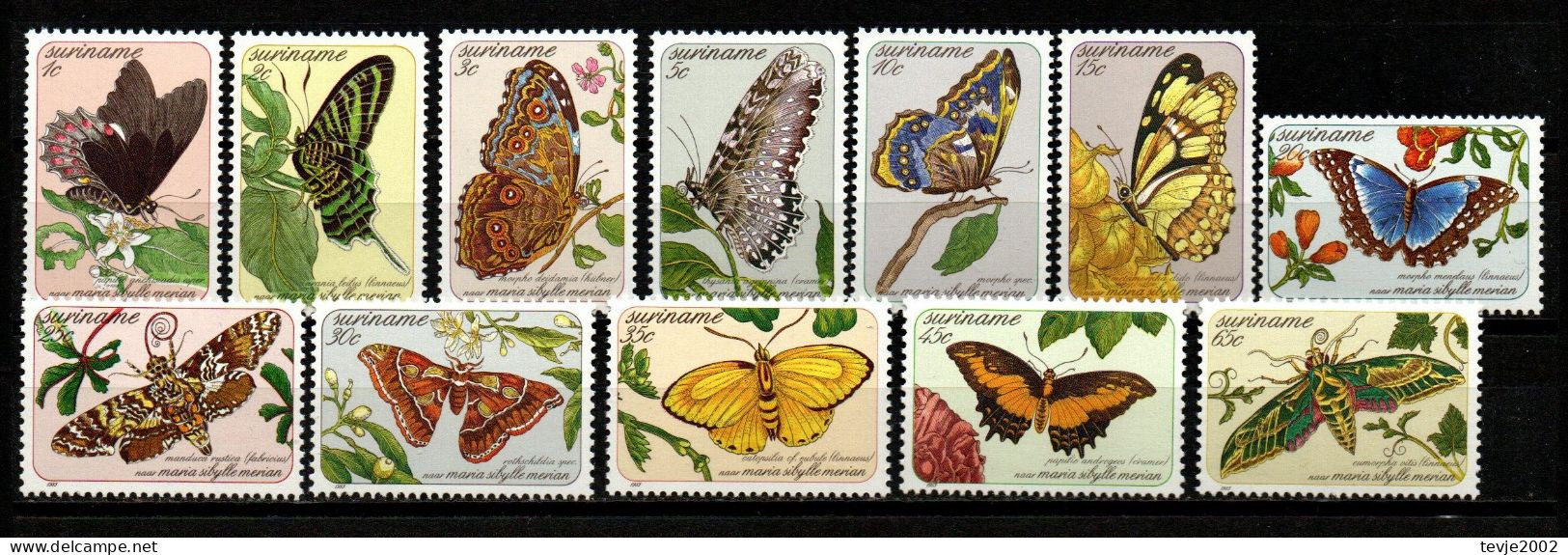 Surinam 1983 - Mi.Nr. 1040 - 1051 - Postfrisch MNH - Tiere Animals Schmetterlinge Butterflies - Vlinders