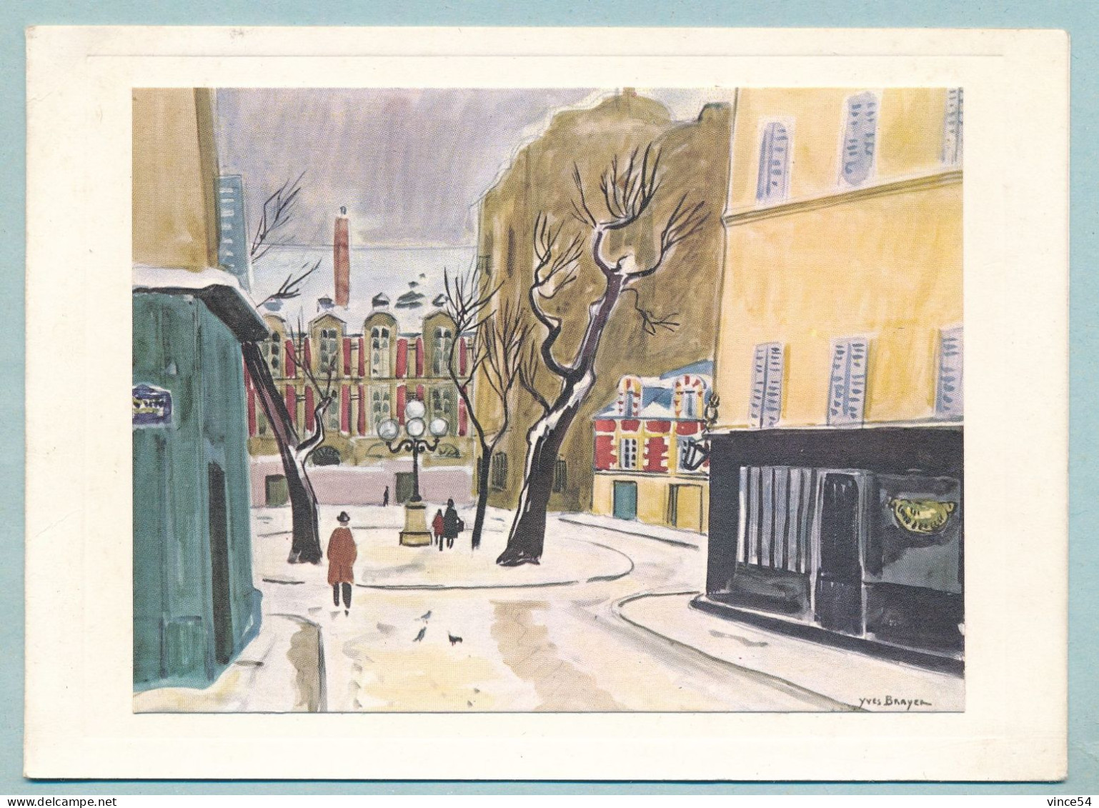 YVES BRAIER - PARIS - La Place Furstenberg Sous La Neige - Carte Double - Format 16.5 X 12 Cm - Pintura & Cuadros