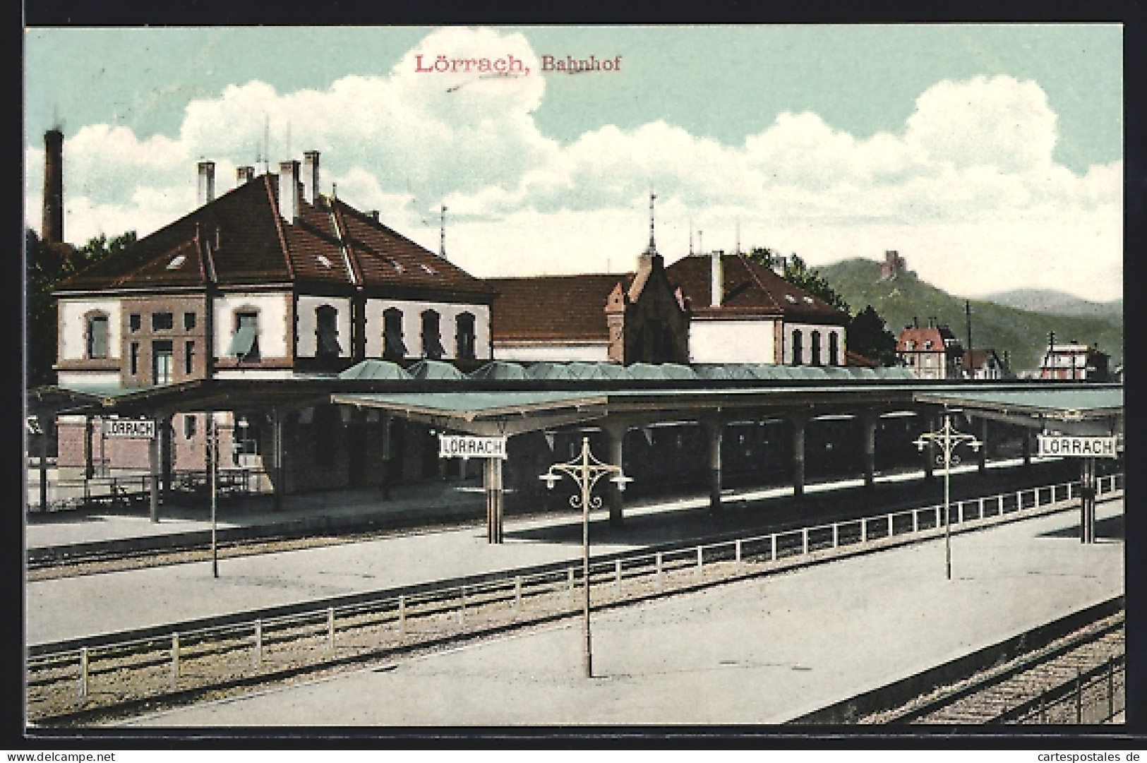AK Lörrach, Bahnhof Mit Bahnsteigen Aus Der Vogelschau  - Loerrach