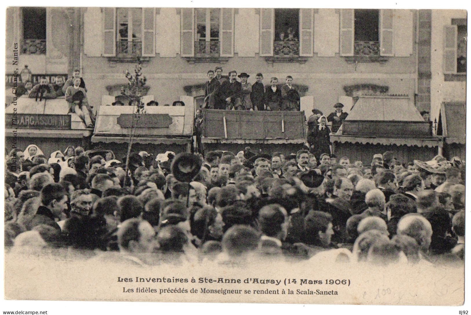 CPA 56 - Les Inventaires à SAINTE ANNE D'AURAY (Morbihan) - 14 Mars 1906. Les Fidèles Précédés De Monseigneur - Sainte Anne D'Auray