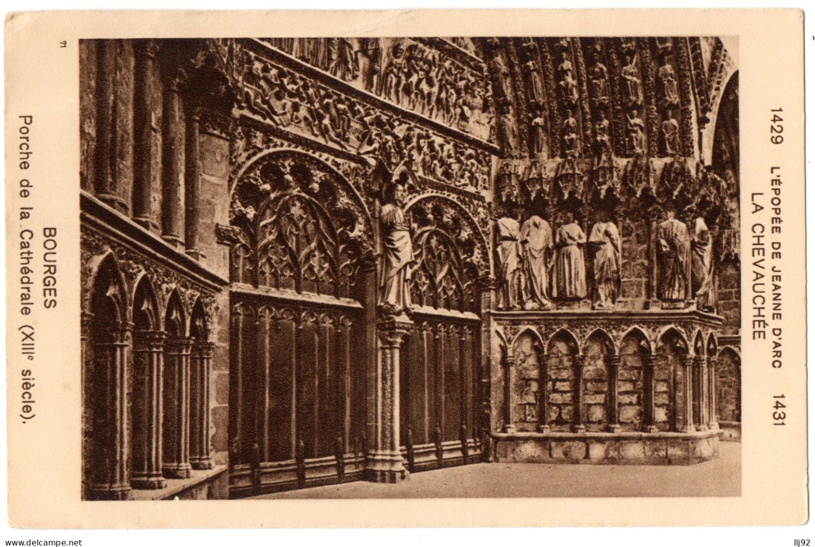 CPA 18 - BOURGES (Cher) - 71 Porche De La Cathédrale. L'Epopée De Jeanne D'Arc, La Chevauchée 1429-1431 - Bourges