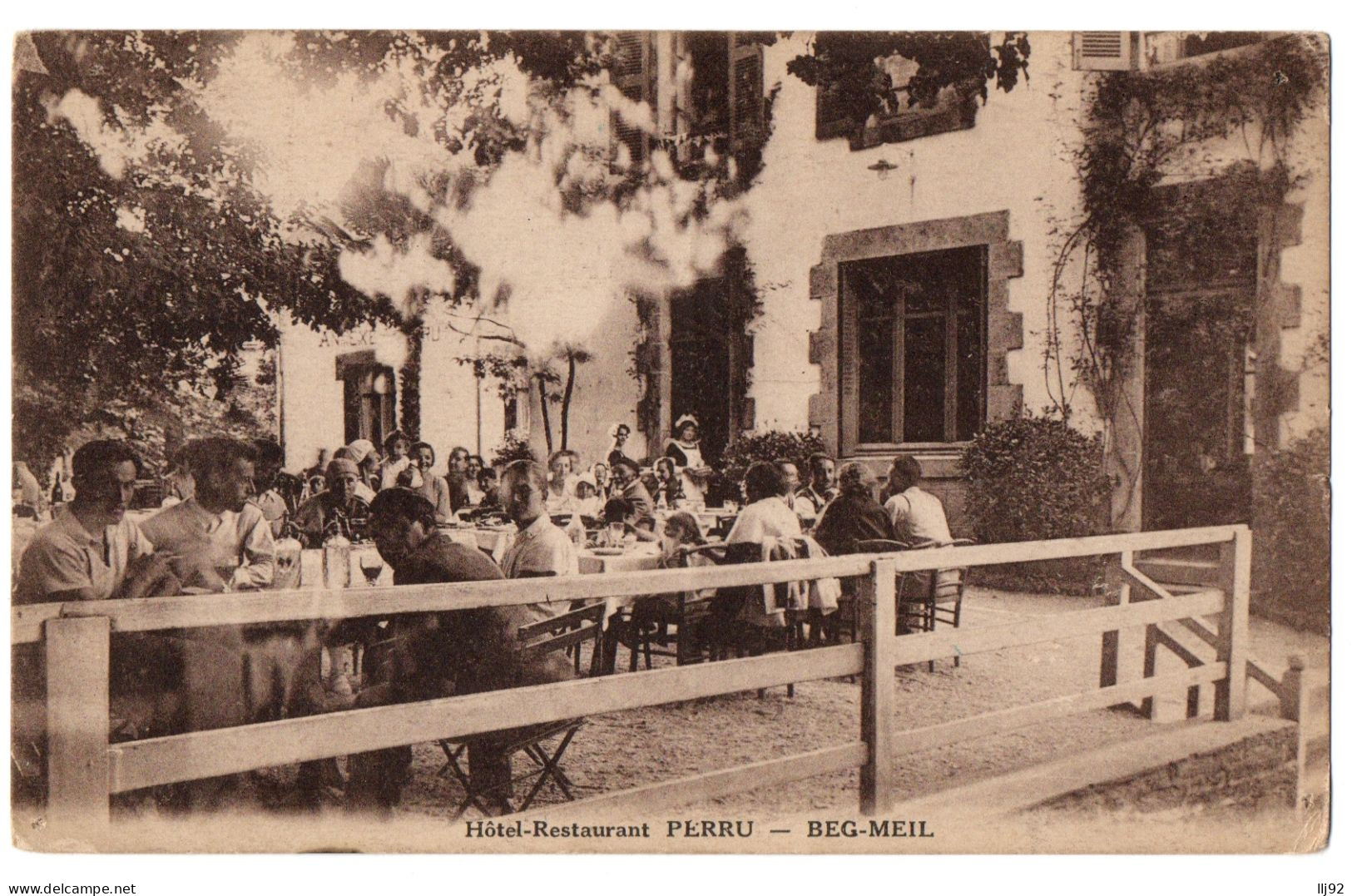 CPA 29 - BEG MEIL (Finistère) - Hôtel-Restaurant PERRU (animée) - Beg Meil