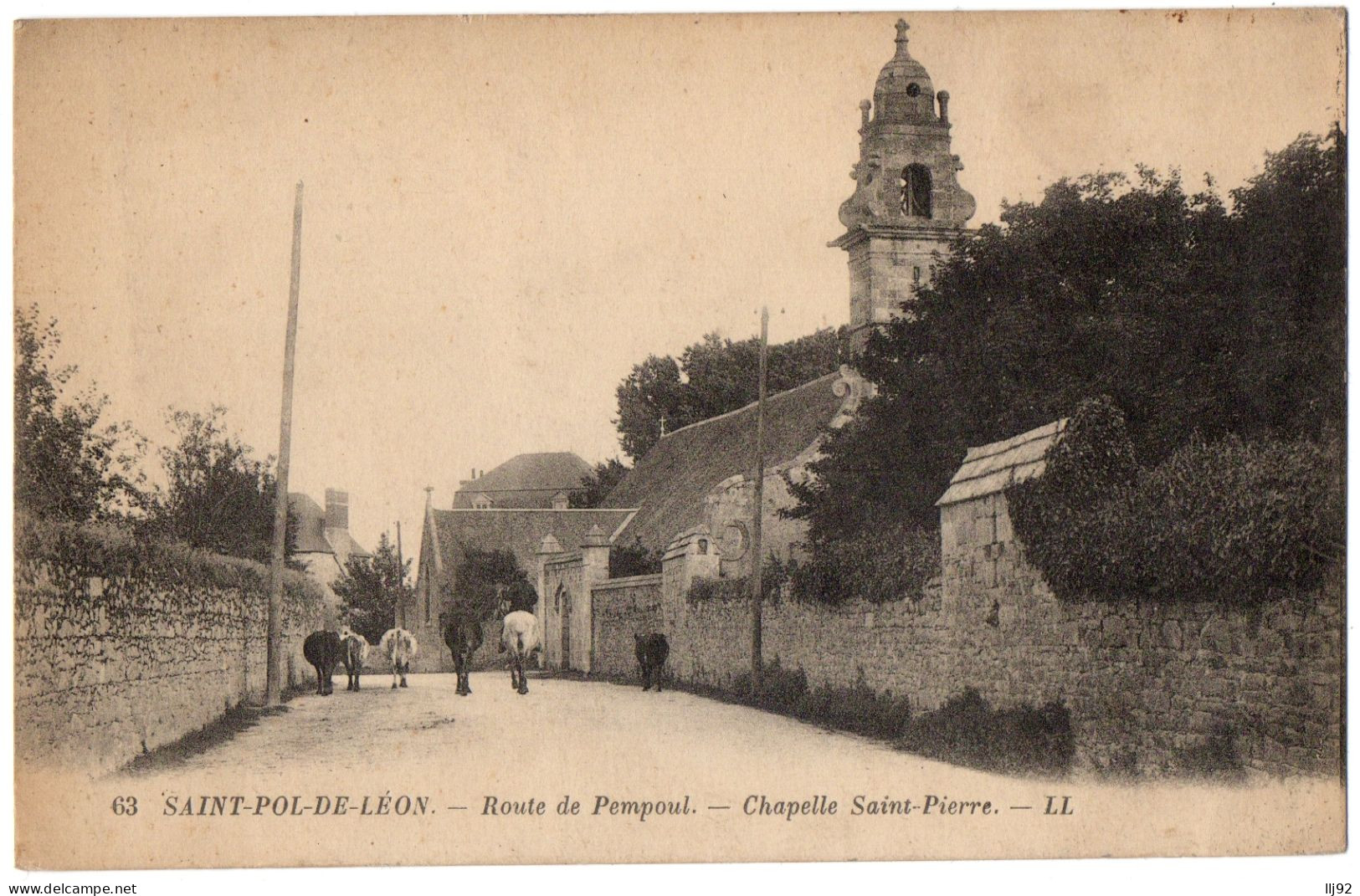 CPA 29 - SAINT POL DE LEON (Finistère) - 63. Route De Pempoul. Chapelle Saint-Pierre - LL (troupeau) - Saint-Pol-de-Léon