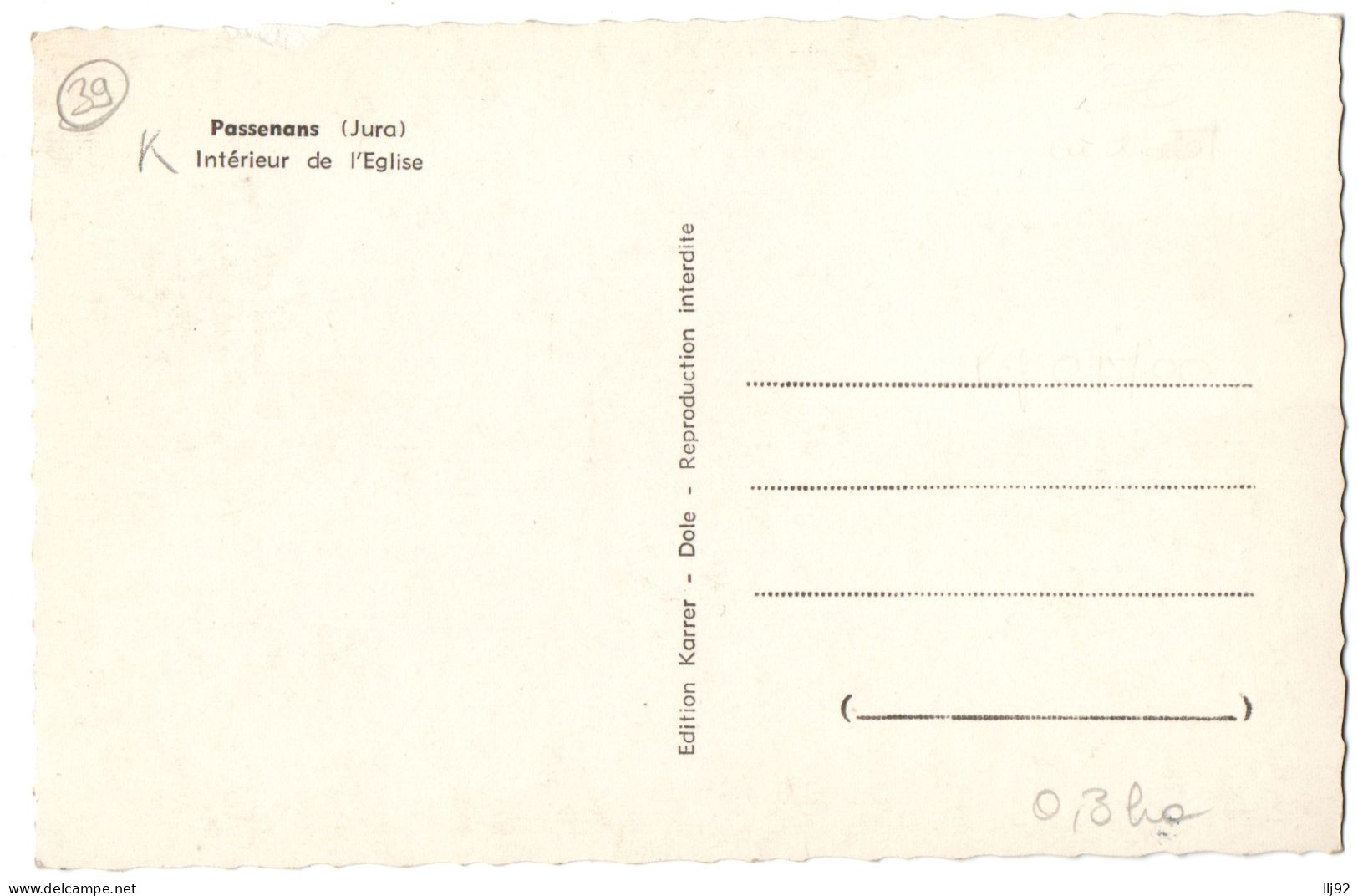 CPSM PF 39 - PASSENANS (Jura) - Intérieur De L'Eglise - Autres & Non Classés