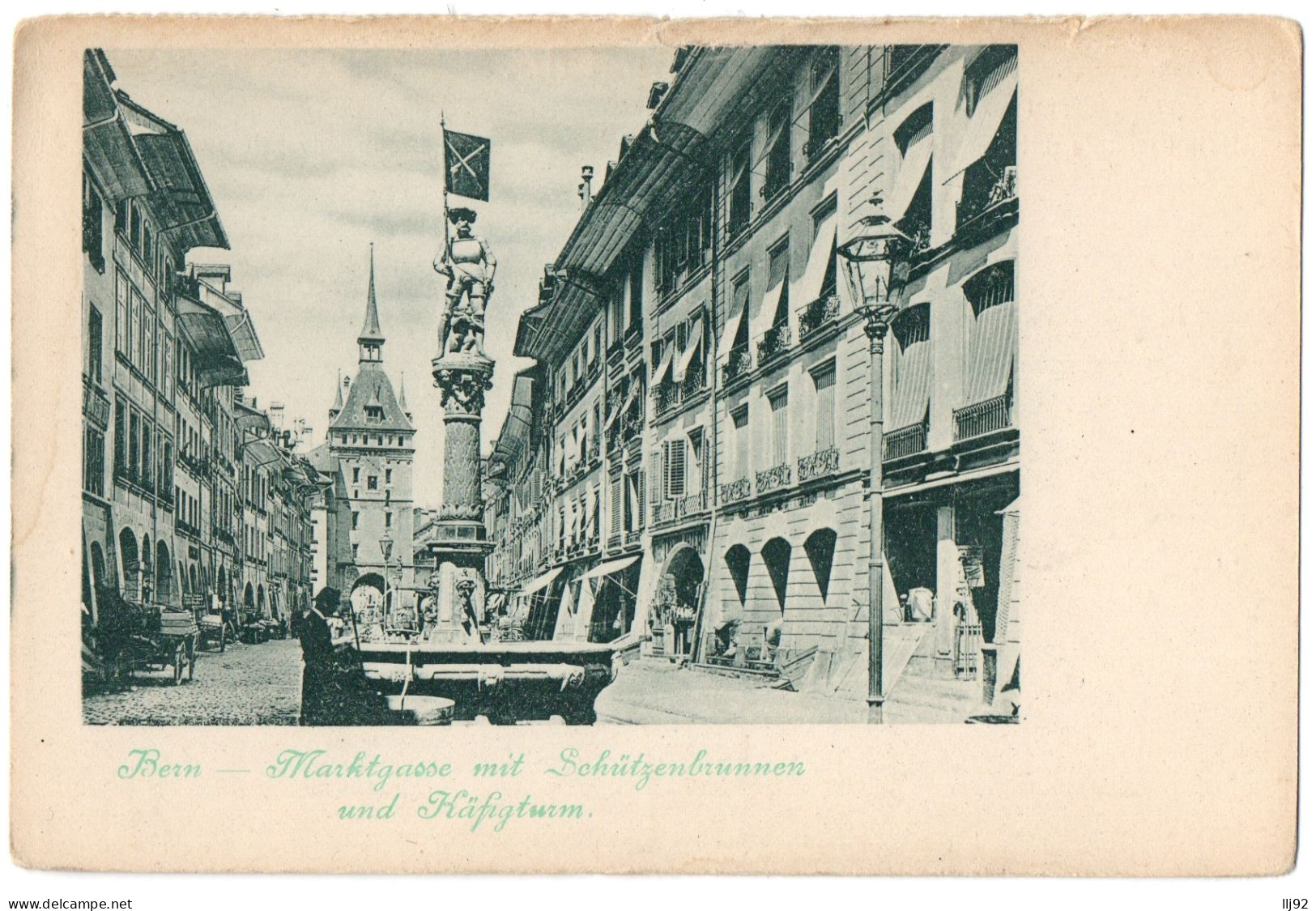 CPA Suisse - BERN - Marktgasse Mit Schützenbrunnen Und Käfgturm - Dos Simple - Sonstige & Ohne Zuordnung