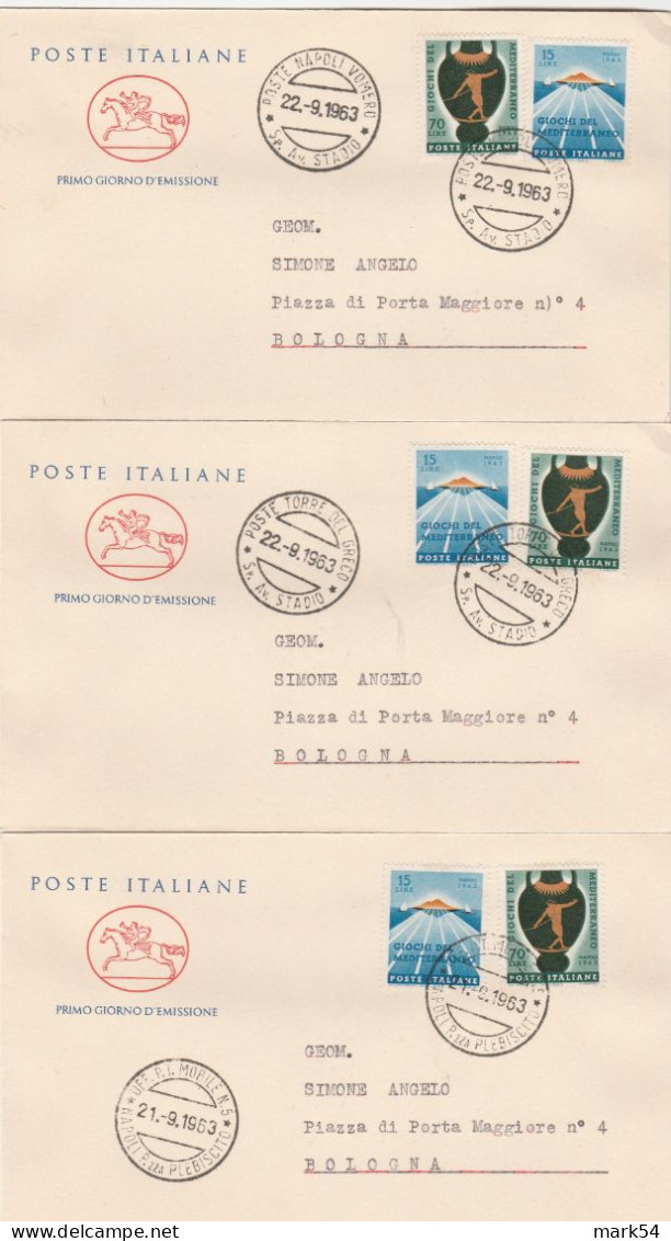 E 2 Giochi Del Mediterraneo 12 Timbri Speciali 1963 - 1961-70: Poststempel