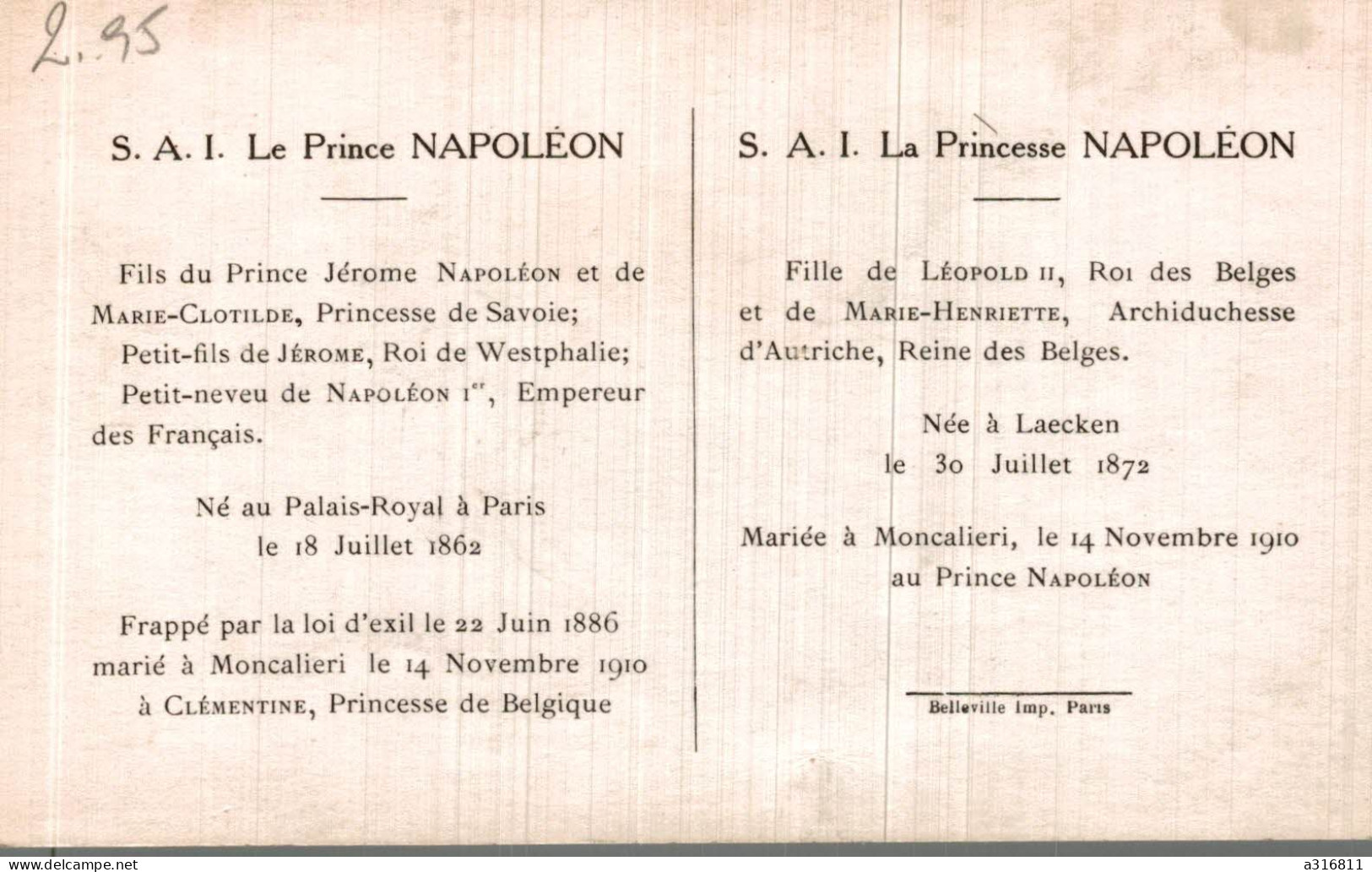 Le Prince Et La Princesse NAPOLEON (MONCALERI Le 14 Novembre 1910) - Familles Royales