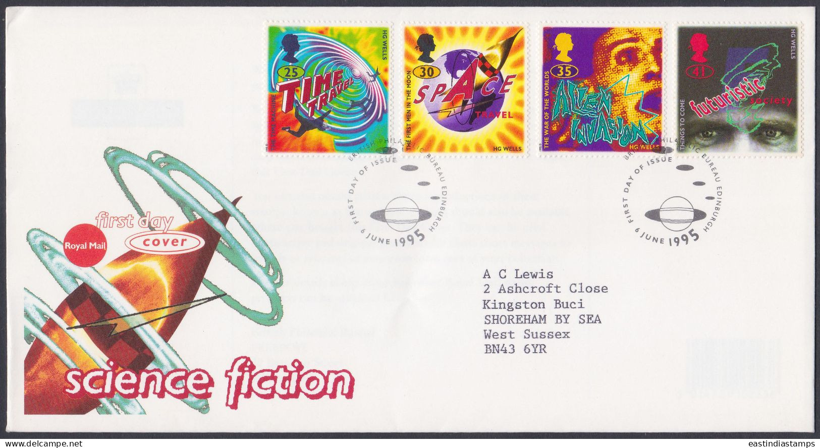 GB Great Britain 1995 FDC Science Fiction, Space, Art, Literature, Cinema, Pictorial Postmark, First Day Cover - Storia Postale