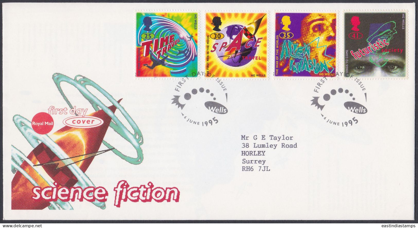 GB Great Britain 1995 FDC Science Fiction, Space, Art, Literature, Cinema, Pictorial Postmark, First Day Cover - Brieven En Documenten