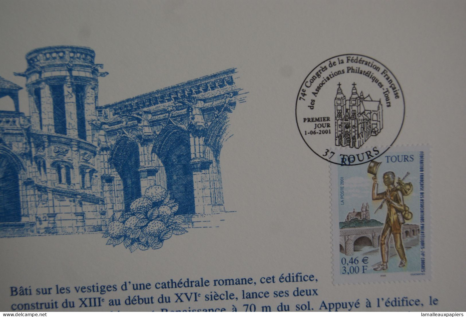 Tours 74e Congrès Philatélique : Collection Historique Du Timbre Poste Français (2001) 1e Jour - Exposiciones Filatélicas