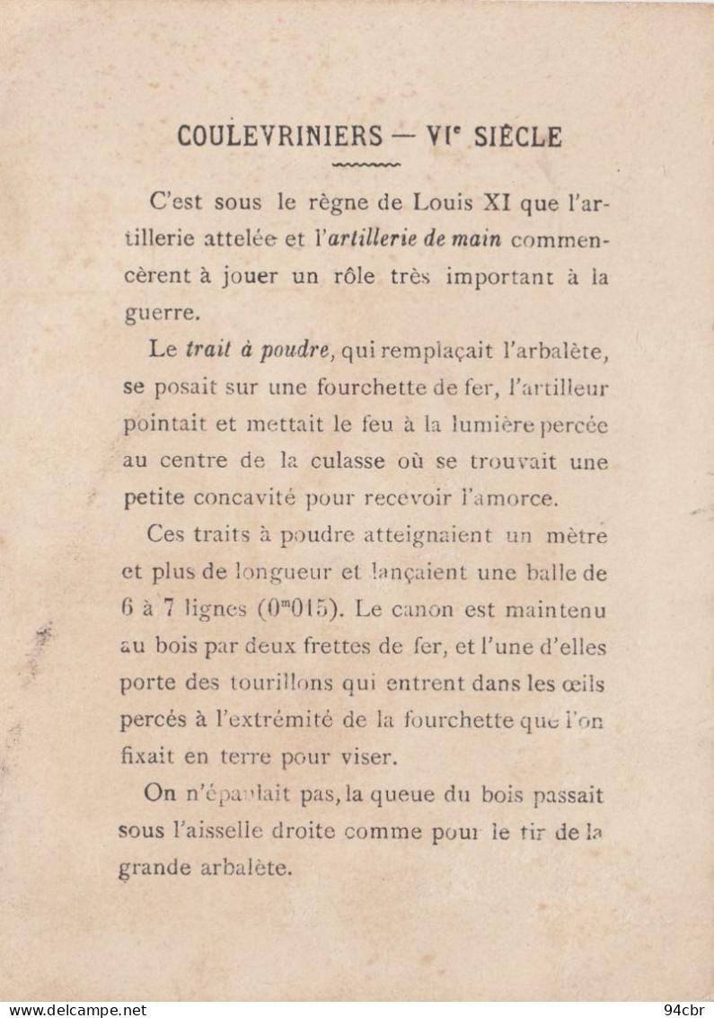 CHROMO IMAGE ( 9x12) COULEVRINIERS VIe Siecle - Otros & Sin Clasificación