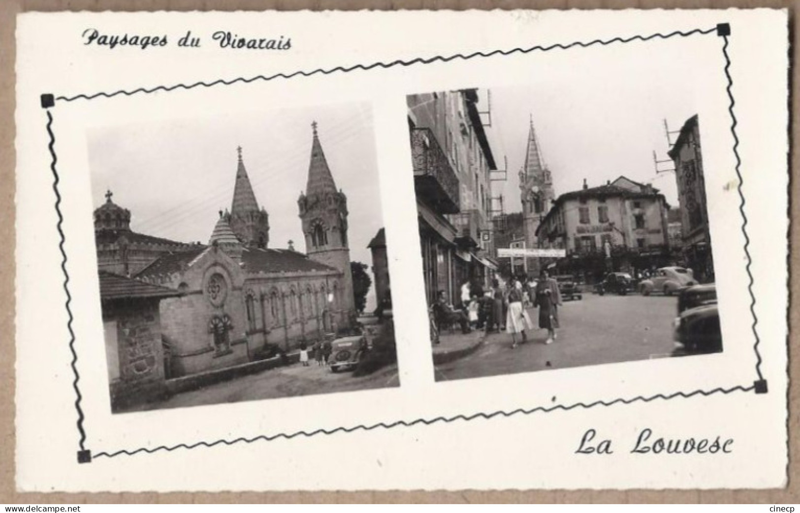 CPSM 07 - LA LOUVESC - TB CP 2 Vues - Basilique Saint-Régis + Centre De La Ville TB ANIMATION Banderole KERMESSE - La Louvesc