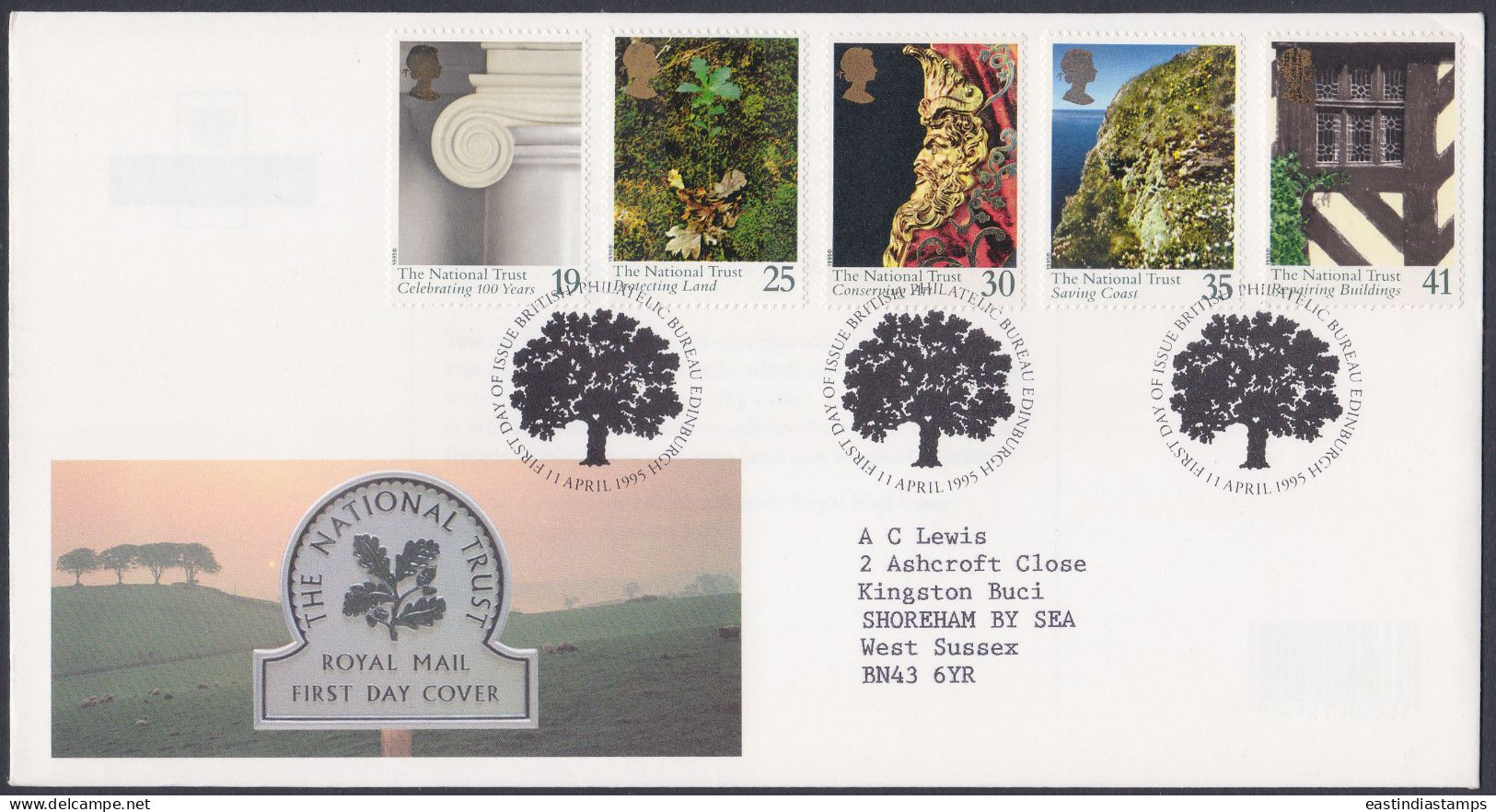 GB Great Britain 1995 FDC The National Trust, Tree, Trees, Nature, Natural, Forest, Pictorial Postmark, First Day Cover - Brieven En Documenten