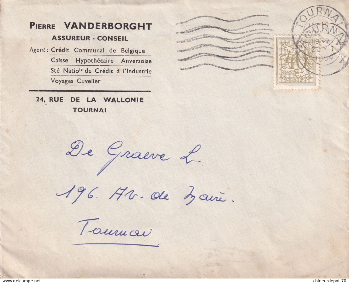 Pierre Vanderborght Assureur - Conseil  Tournai Belgique - Enveloppes