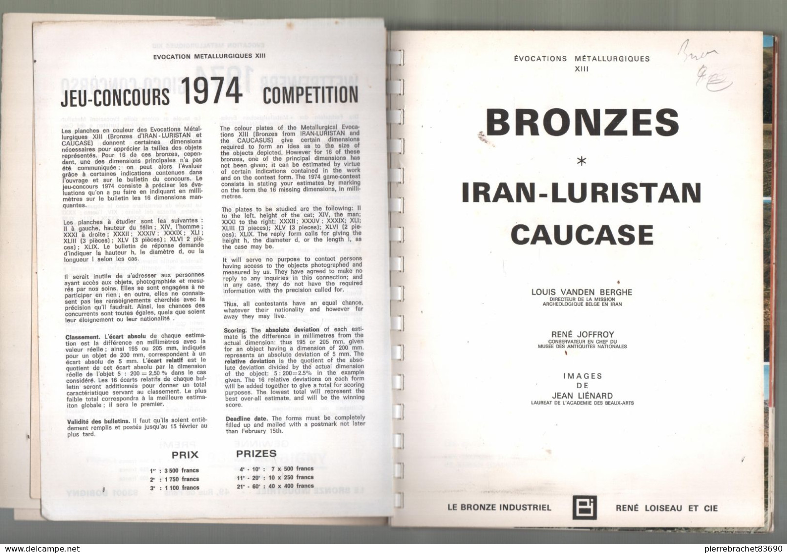Louis Vanden Berghe / René Joffroy. Bronzes. Iran Luristan Caucase. 1973 - Sin Clasificación