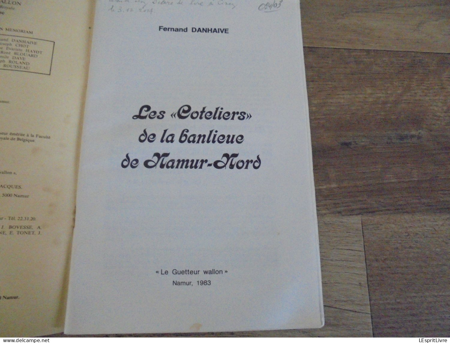 LE GUETTEUR WALLON N° 1 1983 Régionalisme Coteliers De La Banlieue De Namur Nord Agriculture Vigne Vigneron Maraïchers - België