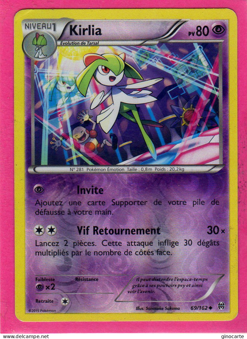 Carte Pokemon Francaise 2015 Xy Impulsion Turbo 69/162 Kirlia 80pv Reverse Bon Etat - XY