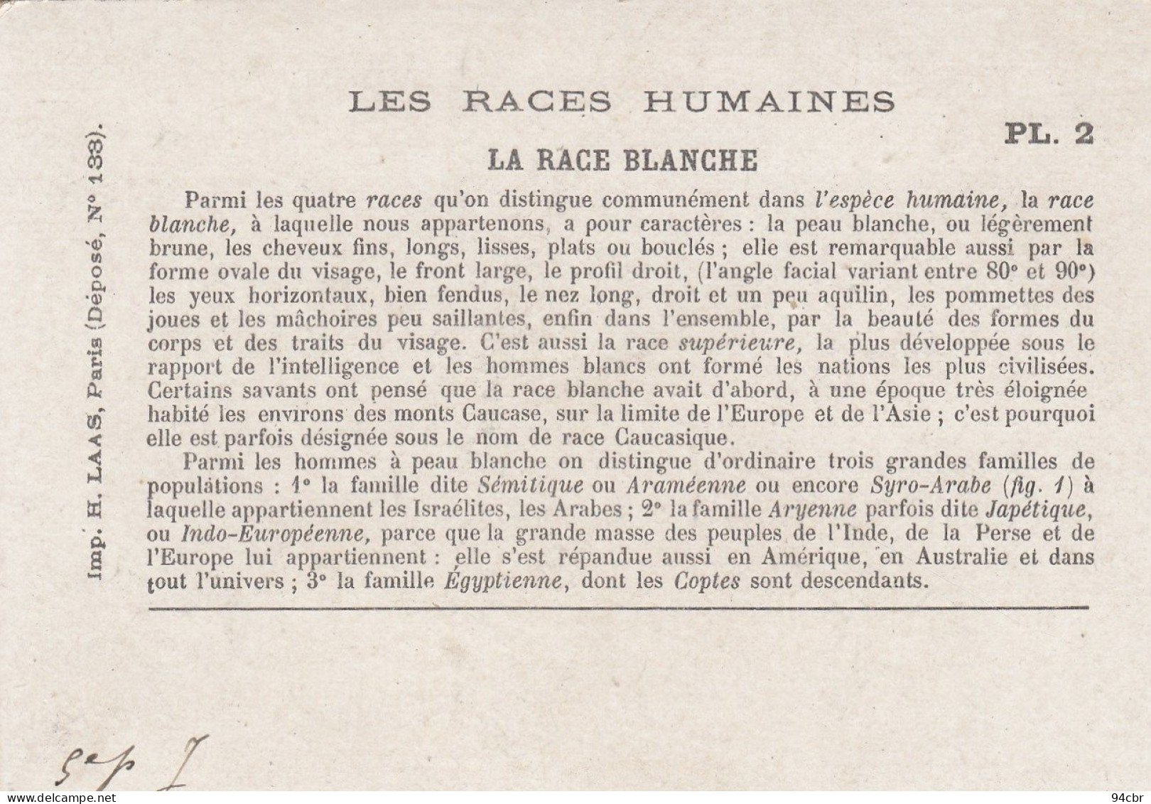 CHROMO IMAGE (  8x11) LES RACES HUMAINES - Other & Unclassified