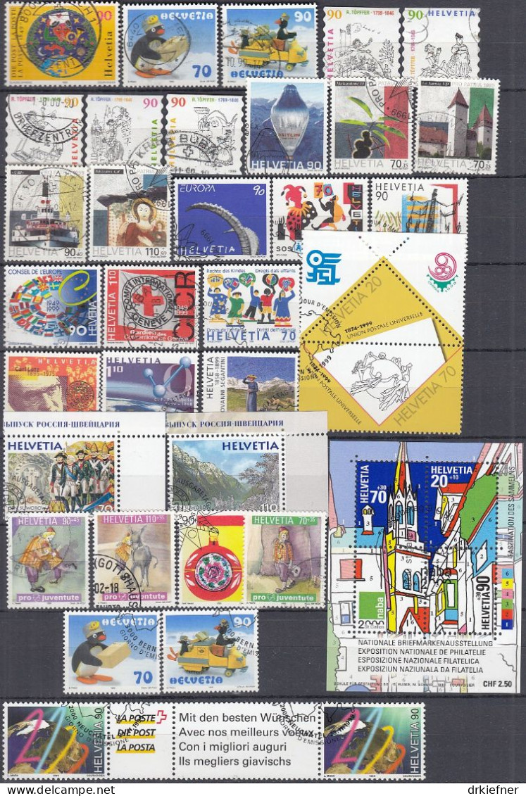 SCHWEIZ  Jahrgang 1999, Gestempelt, 1672-1708, Block 29, Komplett - Used Stamps