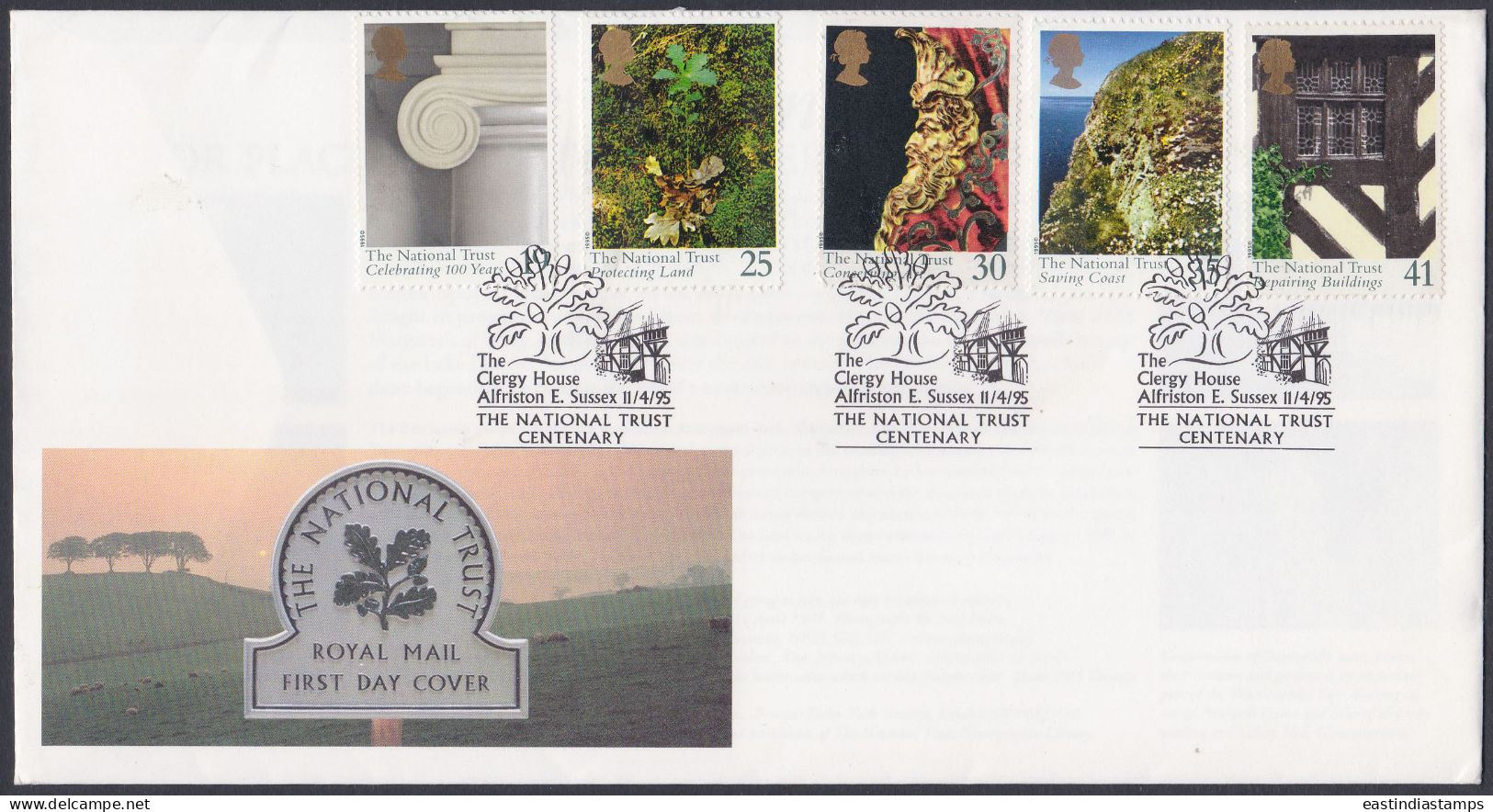 GB Great Britain 1995 FDC The National Trust, Tree, Trees, Nature, Natural, Forest, Pictorial Postmark, First Day Cover - Brieven En Documenten