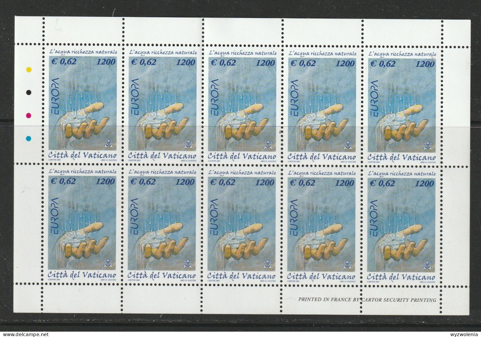 H 461) Vatikan 2001 Mi# 1373 KB **: EUROPA Wasser, Hand Fängt Regen Tropfen Auf - Unused Stamps