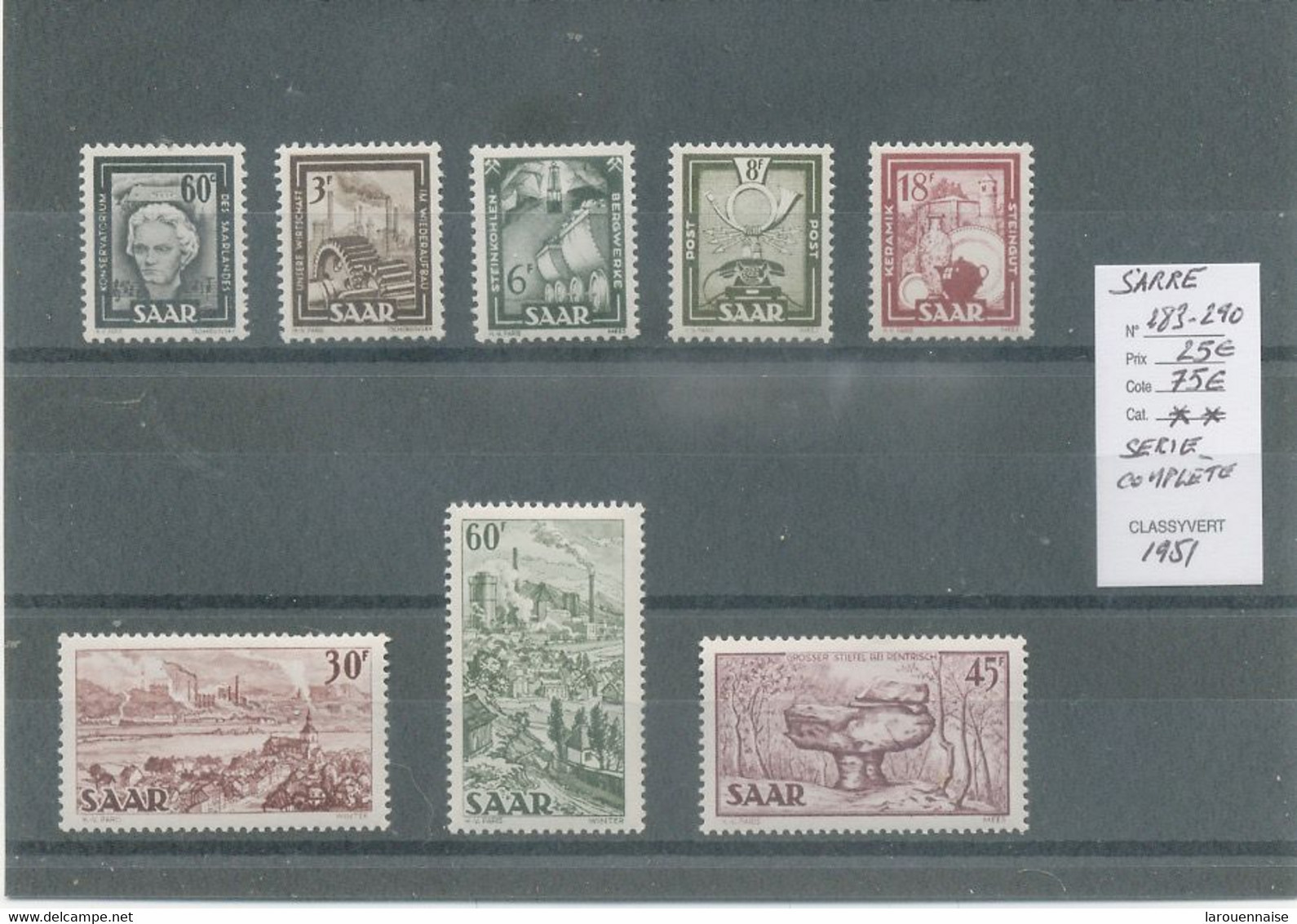 SARRE : N° 283-à 290 -N**Série Complète - Unused Stamps