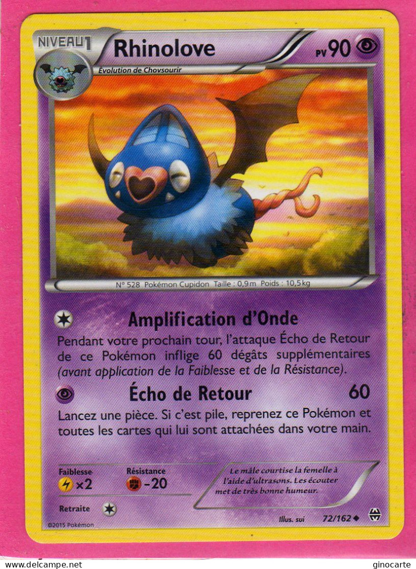 Carte Pokemon Francaise 2015 Xy Impulsion Turbo 72/162 Rhinolove 90pv Neuve - XY