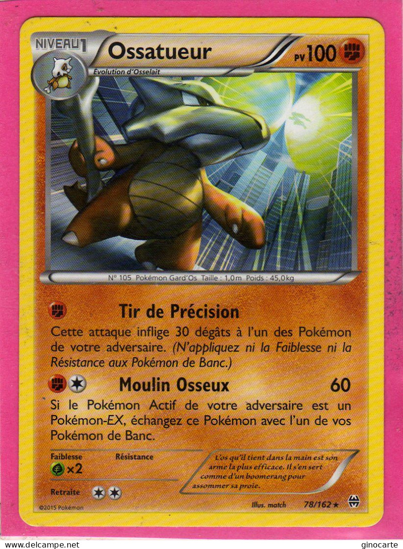 Carte Pokemon Francaise 2015 Xy Impulsion Turbo 78/162 Ossatueur 100pv Neuve - XY