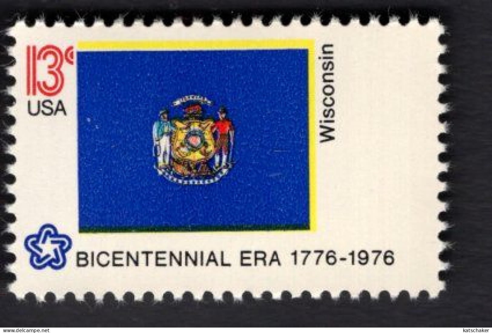 206112289 1976 SCOTT 1662 (XX) POSTFRIS MINT NEVER HINGED - American Bicentennial FLAG OF WISCONSIN - Unused Stamps