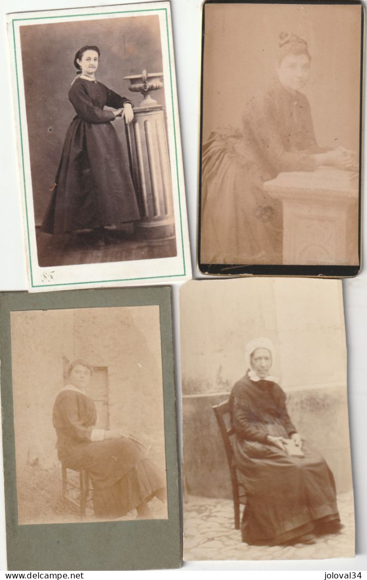 Lot N° 26 - 10  Photos Format CDV Femme Debout Ou Assise - Old (before 1900)