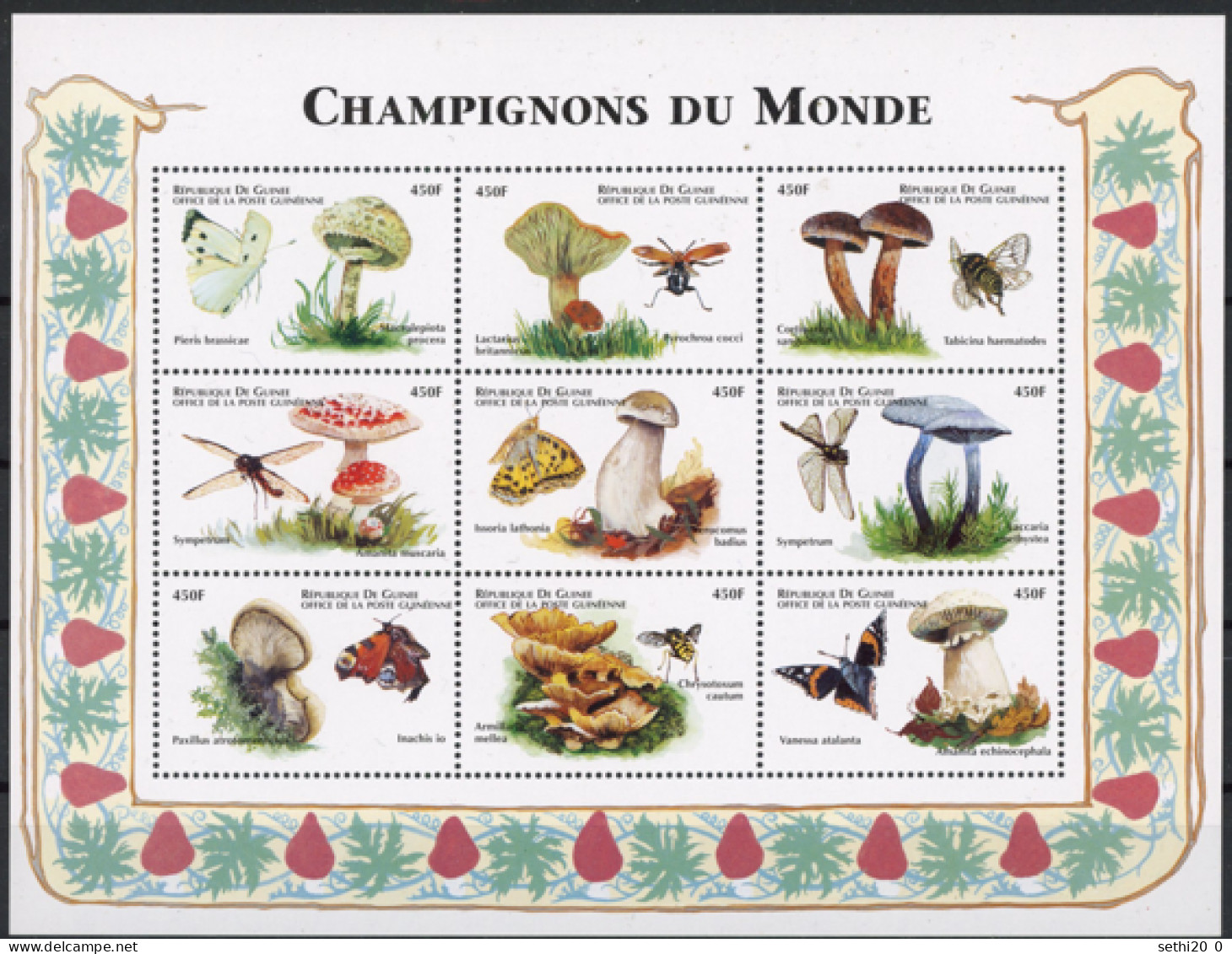 Guinee  Mushrooms Champignons Butterflies Papillons MNH - Mushrooms