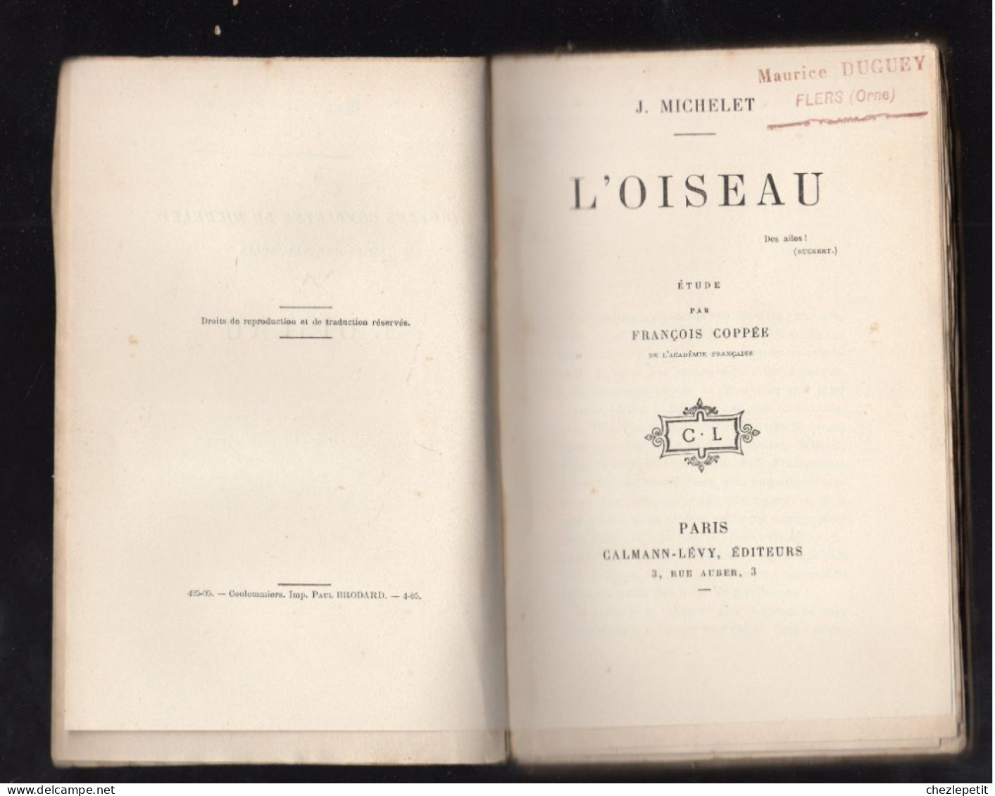 JULES MICHELET L'OISEAU Histoire Naturelle CALMANN LEVY 1905 - Natuur