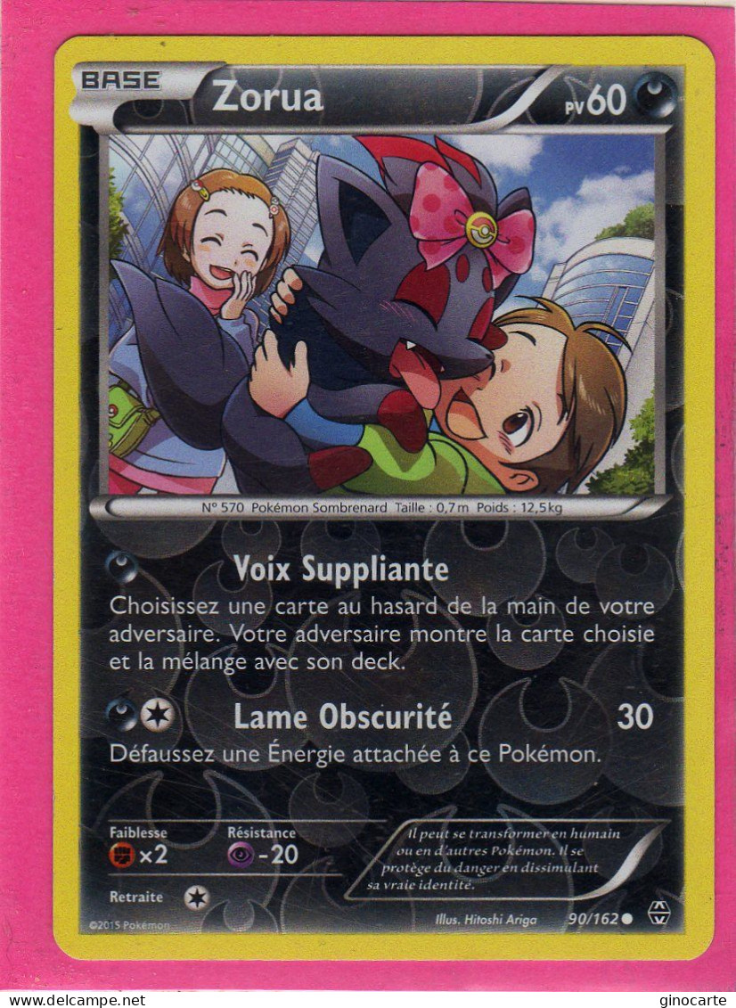 Carte Pokemon Francaise 2015 Xy Impulsion Turbo 90/162 Zorua 60pv Reverse Neuve - XY