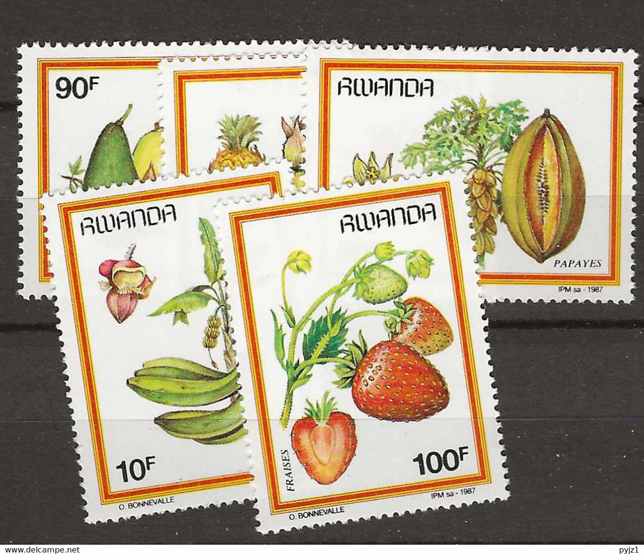 1987 MNH Rwanda, Mi 1370-74 - Nuevos