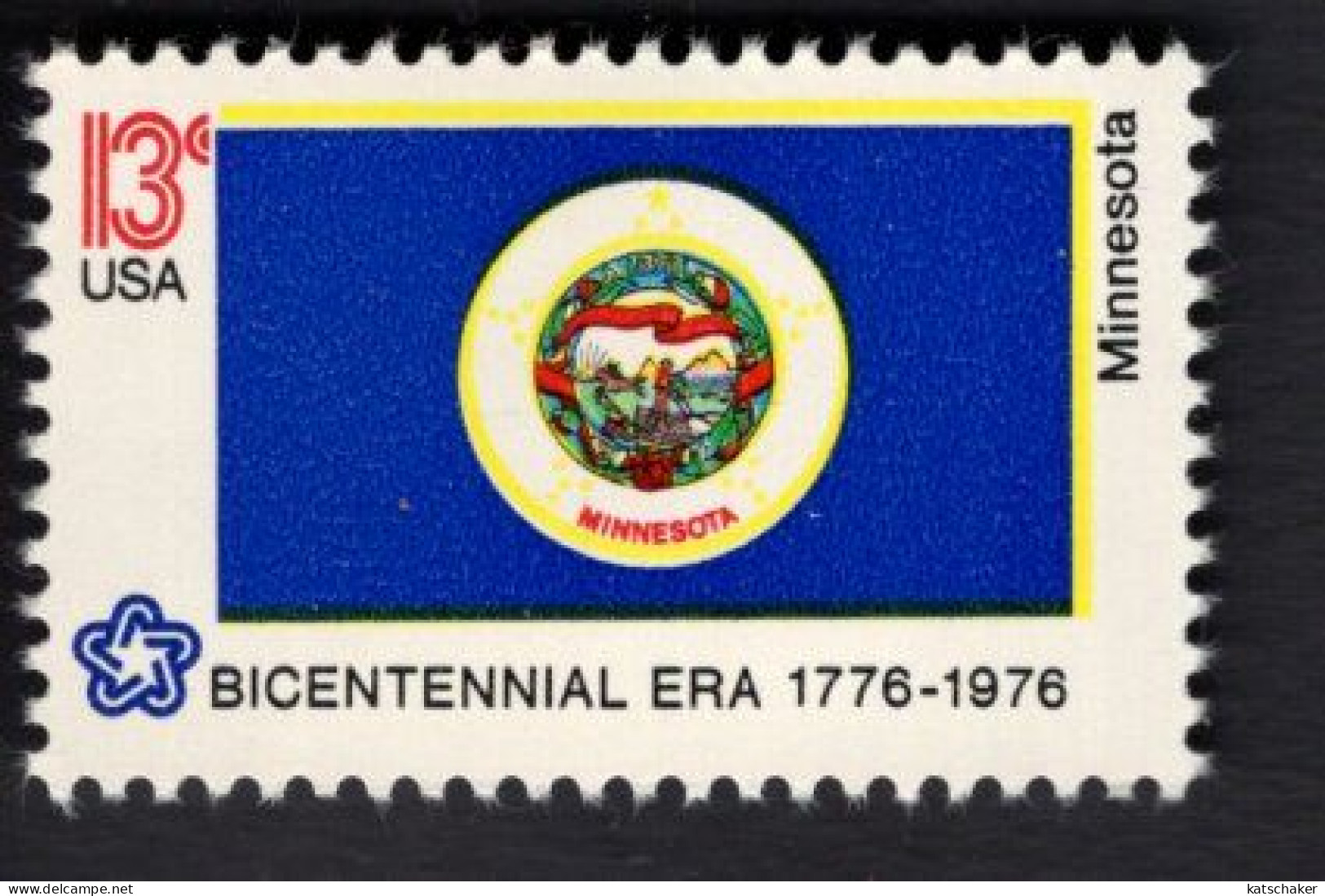 206112428  1976 SCOTT 1664 (XX) POSTFRIS MINT NEVER HINGED - American Bicentennial FLAG OF MINNESOTA - Unused Stamps