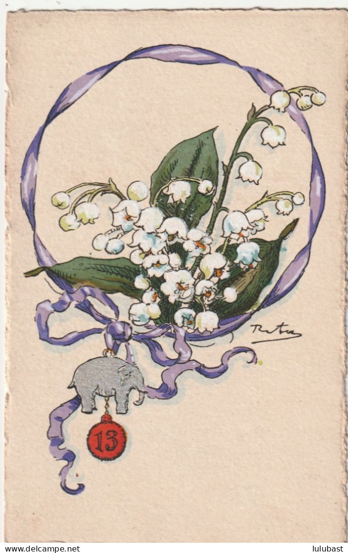 Muguet Porte - Bonheur... à L'éléphant Et Au Chiffre 13. - Fleurs