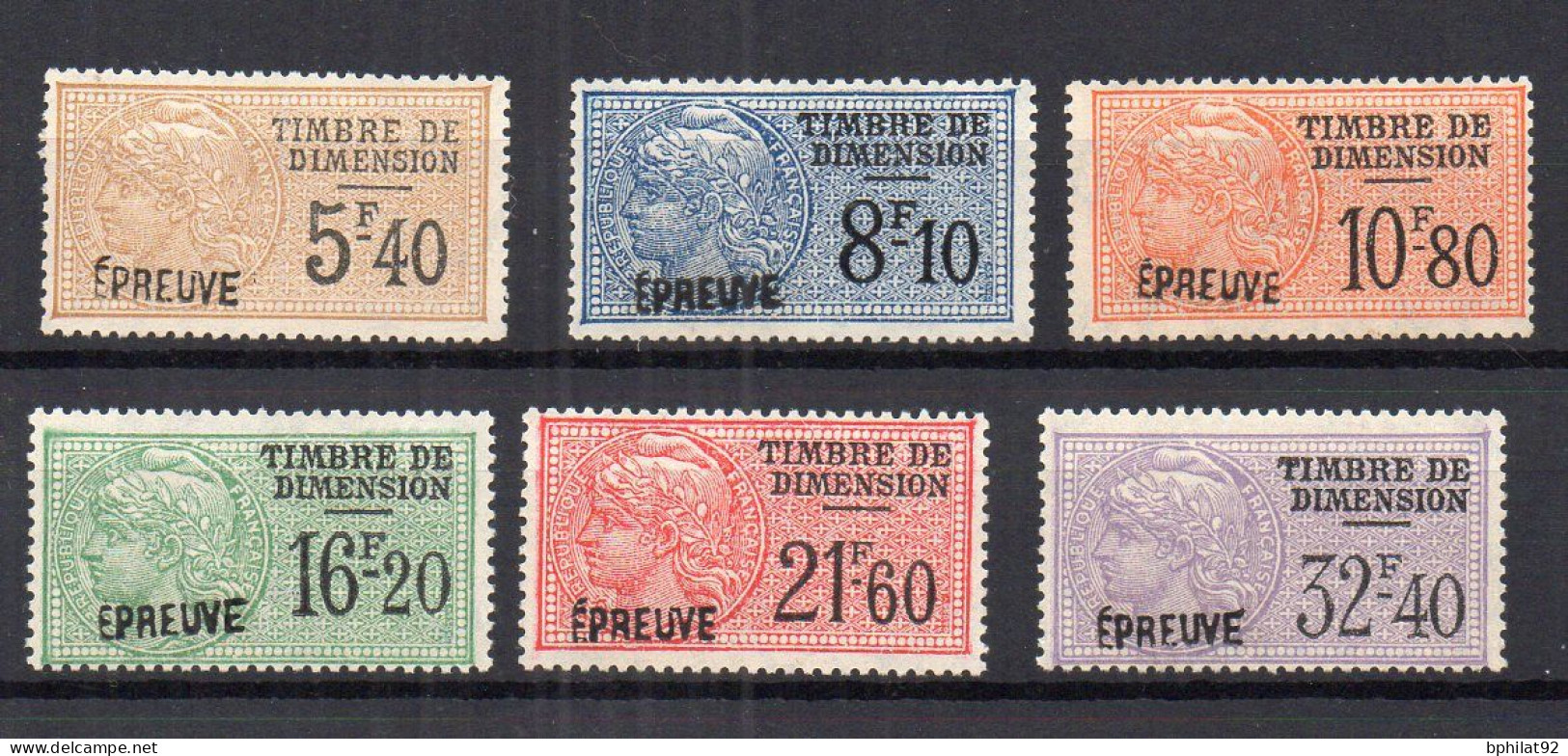 !!! FISCAUX, DIMENSION SERIE N°127/132 SURCH EPREUVE NEUVE SANS GOMME - Stamps