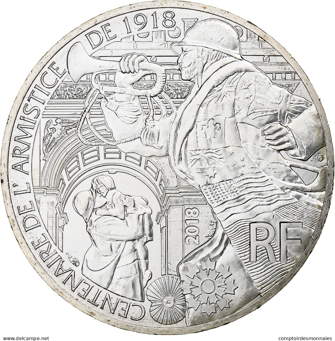 France, 10 Euro, Centenaire De L'Armistice, 2018, Monnaie De Paris, Argent, SPL - Francia