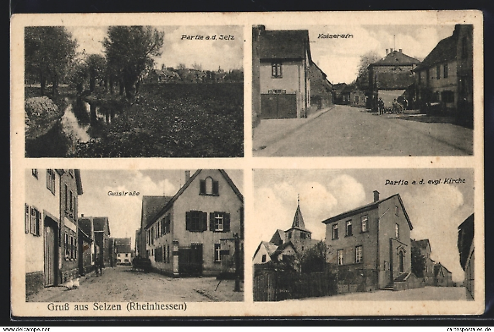 AK Selzen /Rheinhessen, Kaiserstrasse, Gaustrasse, Ortspartie A. D. Ev. Kirche  - Autres & Non Classés