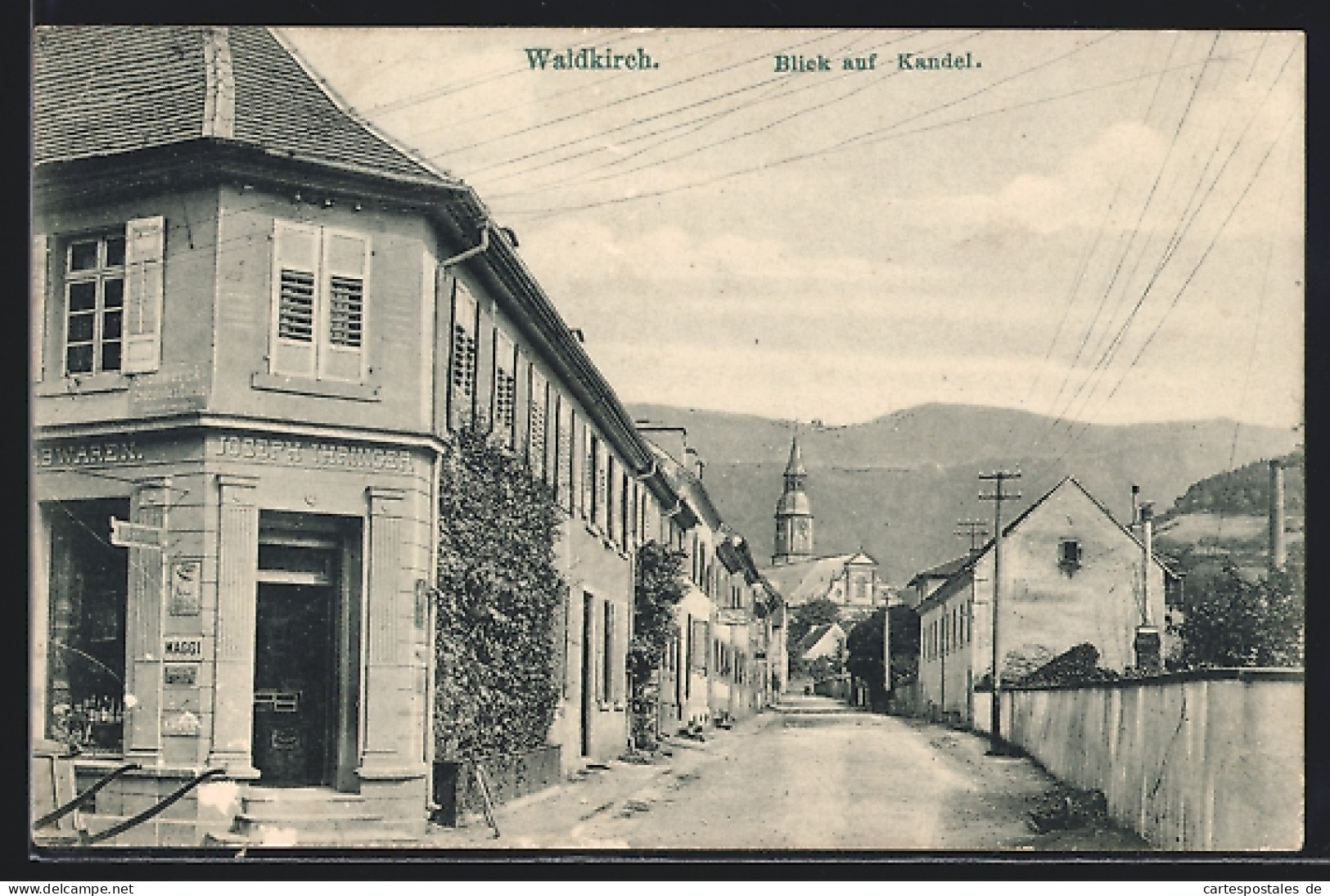 AK Waldkirch / Breisgau, Blick Auf Kandel, Strassenpartie Mit Handlung Joseph Ihringer  - Waldkirch