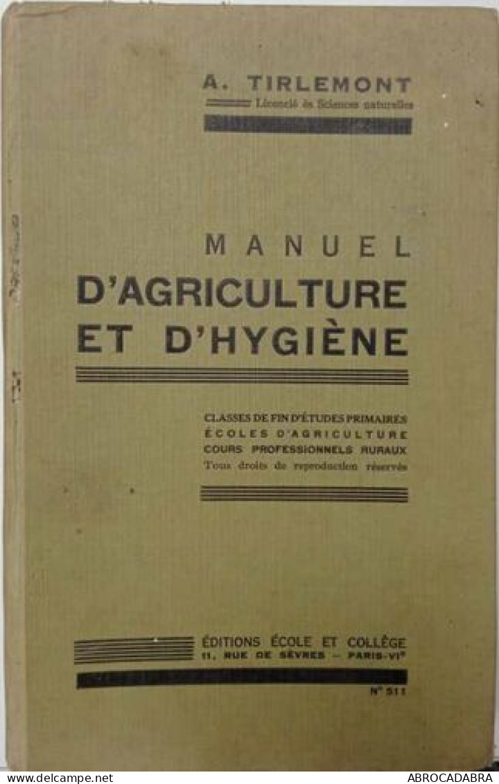 Manuel D'agriculture Et D'hygiène - Natualeza